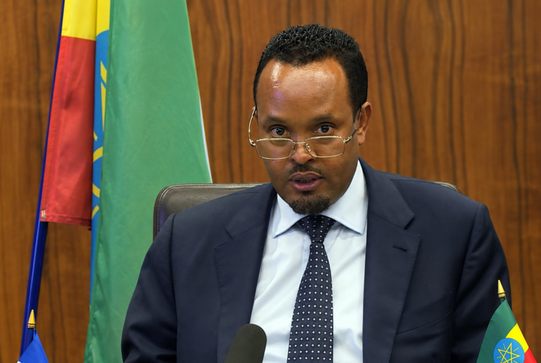 Ahmed Shide, ministre éthiopien des Finances, lors d’une conférence